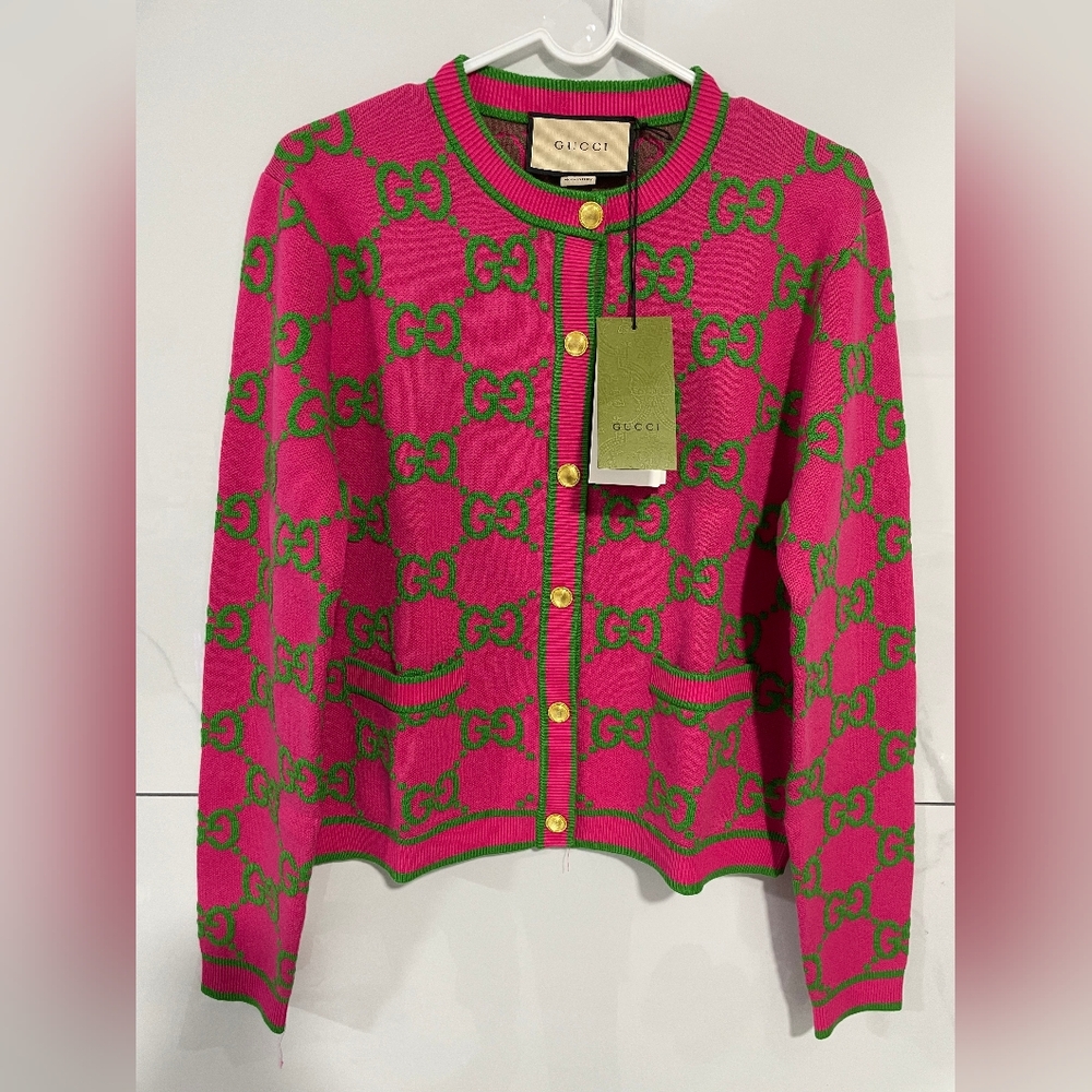Gucci GG crew neck cardigan sweater